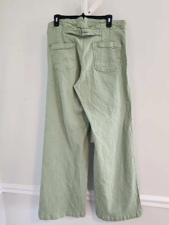 Pilcro Anthropilogie Kit High-Rise Wide-Leg Utility Trousers Sage Green 32 Tall - Picture 4 of 16